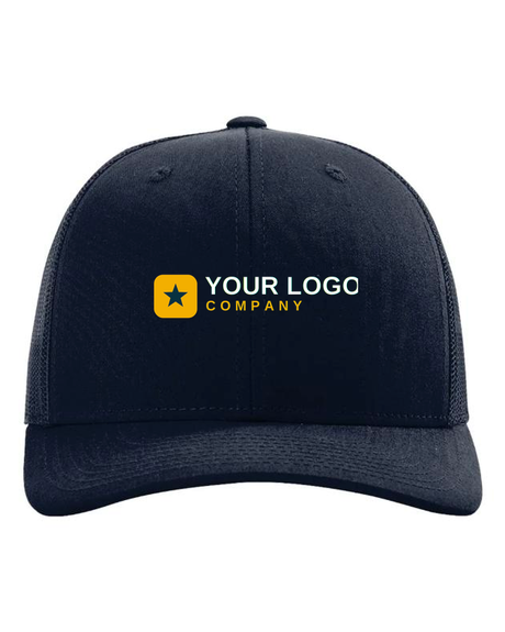 Custom embroidered navy cap with your-logo placement — Big Sioux Swag
