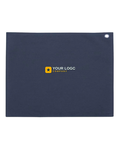 Custom embroidered navy golf towel with your-logo placement — Big Sioux Swag