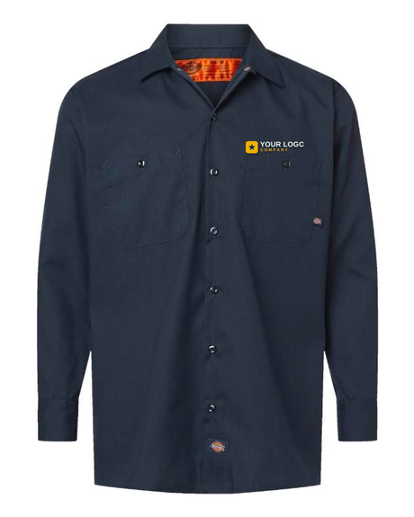 Custom embroidered navy work shirt with your-logo placement — Big Sioux Swag