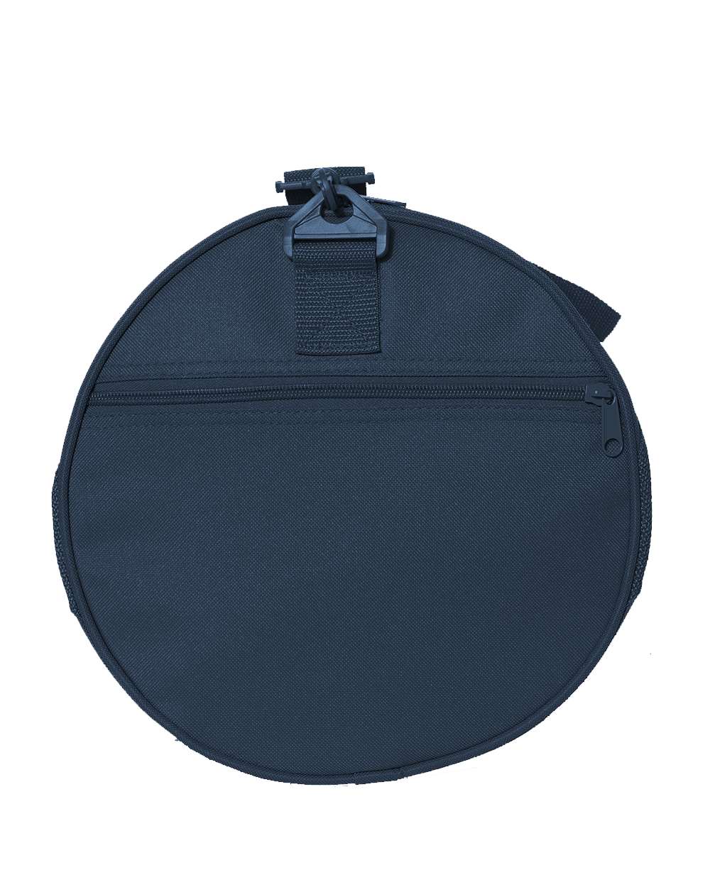 Navy recycled duffel bag detail — custom embroidery Sioux Falls