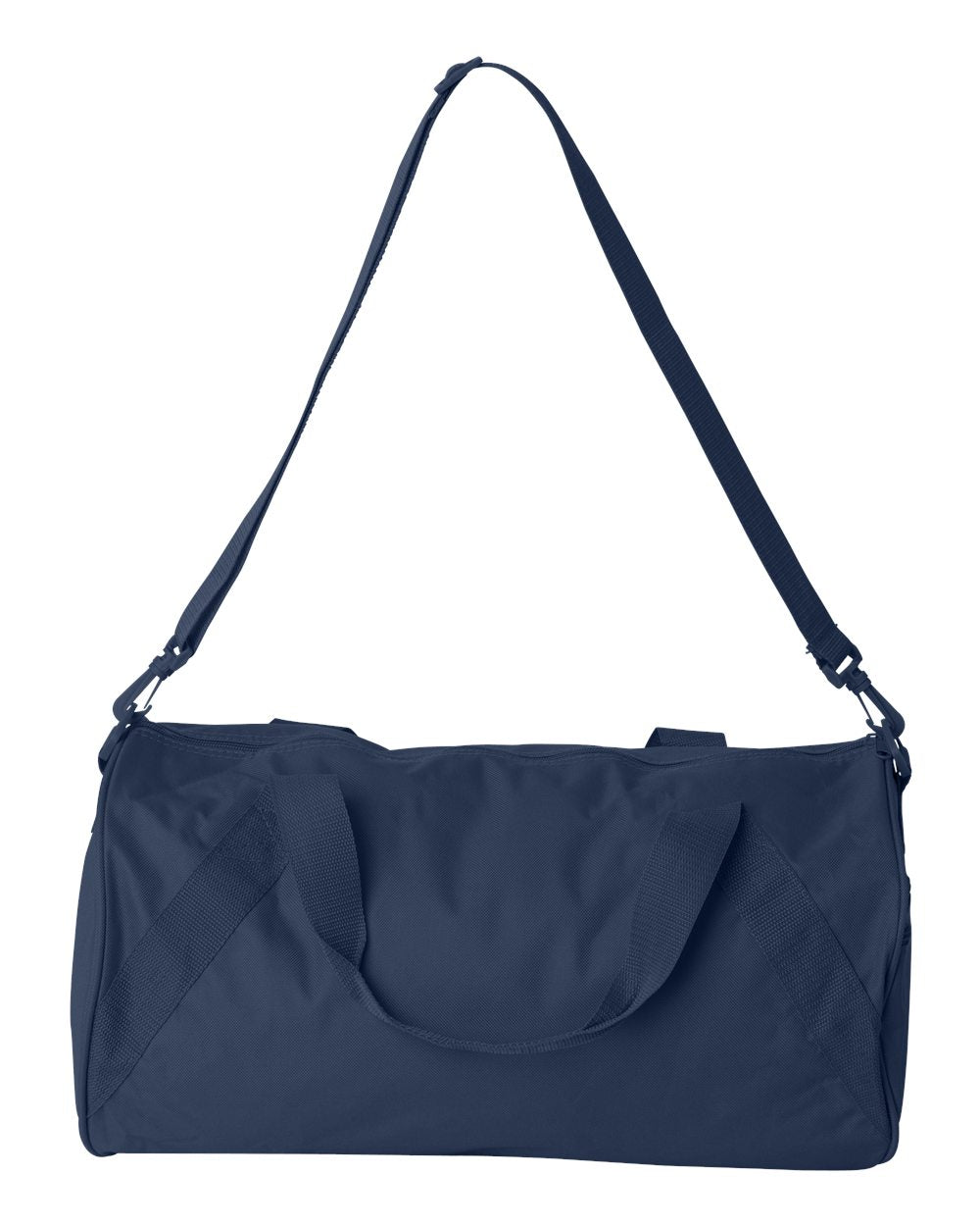 Custom embroidered navy duffel bag, front — Big Sioux Swag