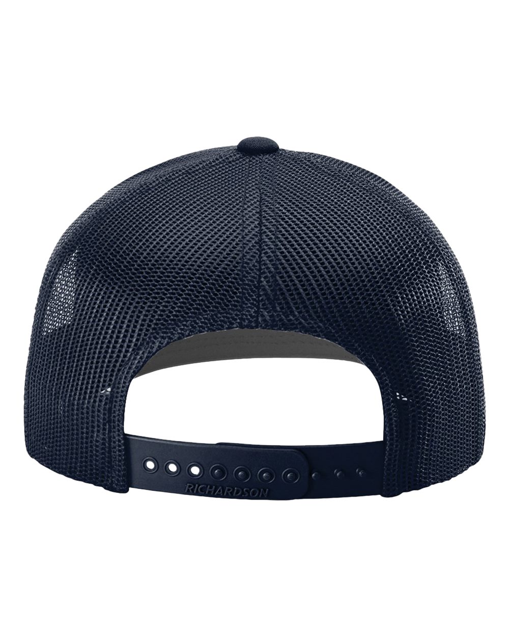 Navy trucker cap back — custom embroidery Sioux Falls