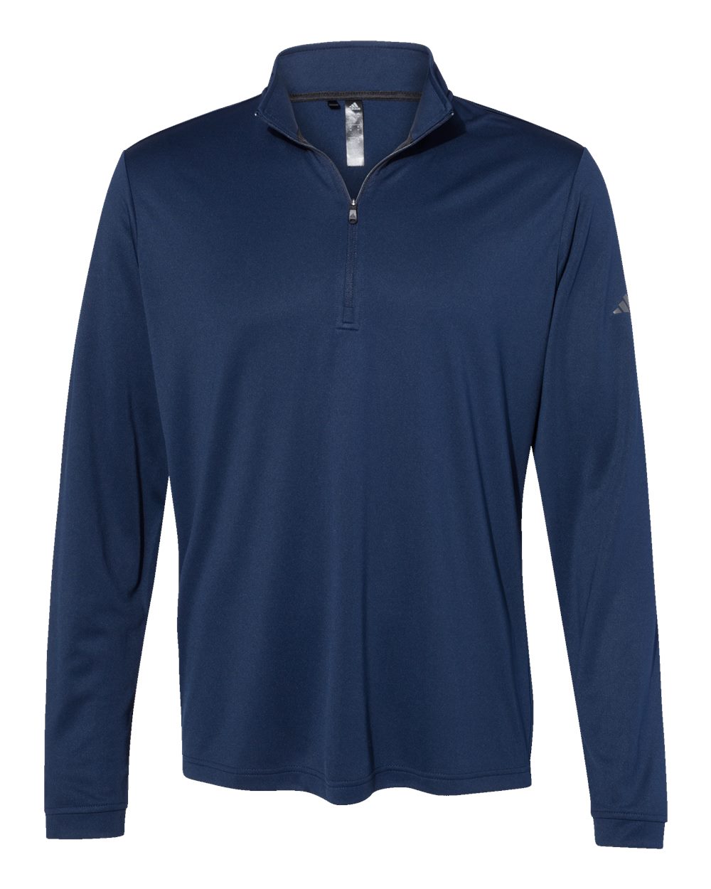 Custom embroidered navy quarter-zip pullover, front — Big Sioux Swag