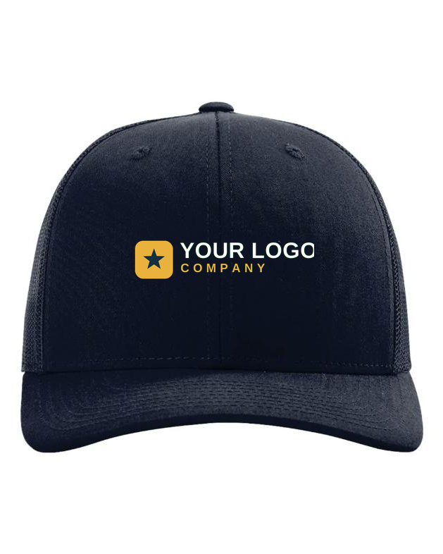 Custom embroidered navy cap with your-logo placement — Big Sioux Swag