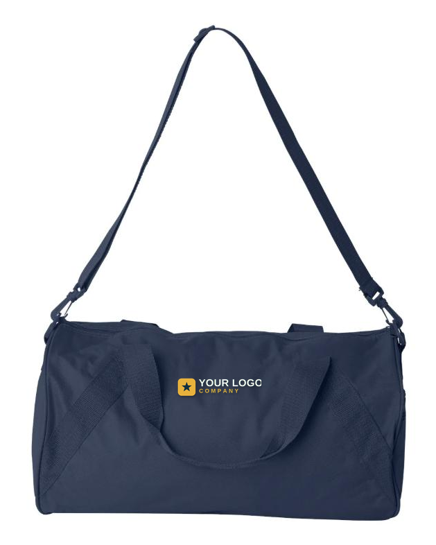 Custom embroidered navy duffel bag with your-logo placement — Big Sioux Swag