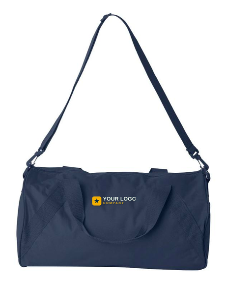 Custom embroidered navy duffel bag with your-logo placement — Big Sioux Swag
