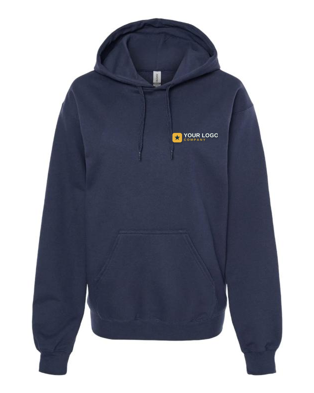 Custom embroidered navy hoodie with your-logo placement — Big Sioux Swag