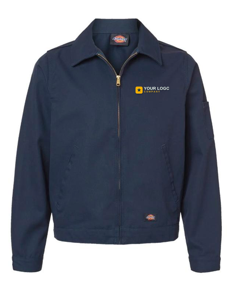 Custom embroidered navy work jacket with your-logo placement — Big Sioux Swag