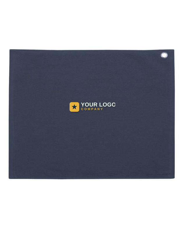 Custom embroidered navy golf towel with your-logo placement — Big Sioux Swag